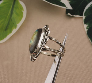 Natural Turquoise Classic Bezel <b>Set</b> 925 <b>Sterling</b> <b>Silver</b> Blue Flash Gemstone <b>Ring</b> for Women Handcrafted Fine Jewelry Wholesale - Product Image 2