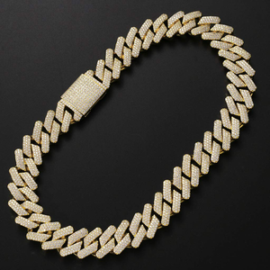 20mm Hip Hop <b>Iced</b> <b>Out</b> Cuban Link <b>Chain</b> Necklace 14k Gold Plated Miami Bling Lab Diamond Luxury Choker Jewelry Gift Men - Product Image 1