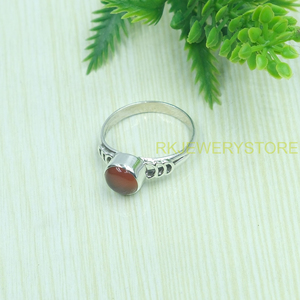 Bague en argent sterling 925 avec cabochon en cornaline rouge naturelle, faite à la main, pour femme, bijoux vintage de créateur, fournisseur en gros - Product Image 3