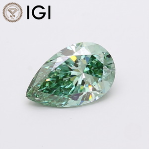 เพชรเม็ดเดี่ยวทรงหยดน้ำสีเขียวระดับ VVS1 ได้รับการรับรองจาก IGI เพชรสังเคราะห์เพาะเลี้ยงในห้องปฏิบัติการสำหรับทำเครื่องประดับ - Product Image 1
