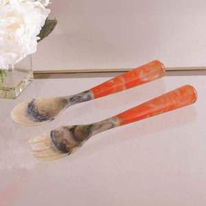 Juego de Ensaladera de Resina con Diseño de Espiral Ámbar Creativo, con Dos Cucharas de Mango Largo, Diseño Moderno, Ecológico y Ligero - Product Image 2