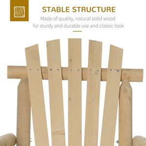 Silla Mecedora Adirondack de Madera Rústica con Diseño de Listones para Interiores y Exteriores, para Patio y Jardín, Color Natural - Product Image 5