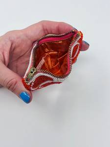 Monedero de cuentas naranjas TIMELESS CRAFT hecho a mano y personalizable, con cuentas de vidrio en forma de rodaja de fruta, cartera con cremallera y tarjetero para mujer - Product Image 4
