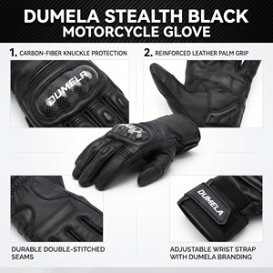 ถุงมือมอเตอร์ไซค์หนัง Dumela แบบเต็มนิ้ว สีดำ สปอร์ต ยาวถึงข้อมือ ระบายอากาศได้ดี ไม่บุซับใน รองรับหน้าจอสัมผัส ตรวจจับตำแหน่งเข็ม - Product Image 5