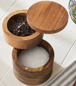 Salero y Pimentero de Madera Hechos a Mano con Tapa de Madera, Aptos para Lavavajillas, Diseño Moderno para Encimeras de Cocina y Mesas de Comedor, Incluye Cucharas - Product Image 6