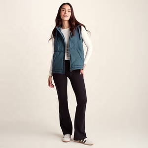 <b>Women's</b> Quilted Puffer <b>Vest</b> Hooded Zipper Front Custom Logo Canvas Warm Casual Outerwear - Product Image 4