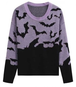 Crew Neck Breathable Oversized Women Sweater Geometric Pattern Knitted Pullover <b>Warm</b> Winter <b>Jumper</b> for USA Market Trendy - Product Image 1