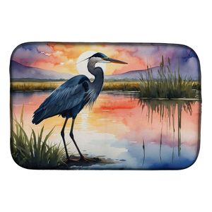 แผ่นรองจานอบแห้งลายนกกระสาสีฟ้า14X21 "แผ่นรองจานเคาน์เตอร์ดูดซับน้ำหลากสีเสื่อและแผ่นรองสำหรับห้องครัว - Product Image 1