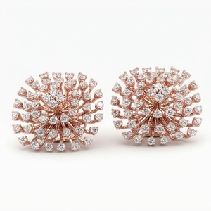 Pendientes de Oro Rosa de 14K de Primera Calidad, 6.42 Gramos, Joyería Fina Elegante para Uso Diario, Regalo de Aniversario, Colección - Product Image 1