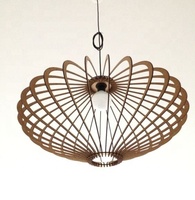 Lampe suspendue ronde en bois scandinave, finition thermolaquée, grande taille, lumière LED blanc chaud pour salon, plafond suspendu