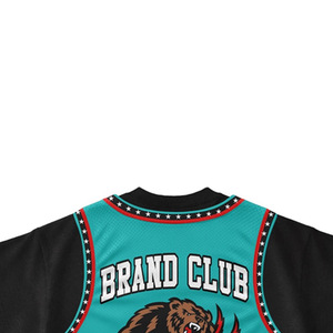 Brand Club Men's Short Sleeve Basketball Jersey Teal <b>Black</b> Contrast Trim Printed Bear Logo 33 Sporty Regular Fit - Product Image 2