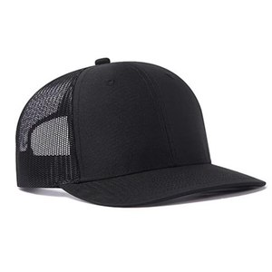 Best Price Unisex Black Mesh Trucker Hat 6-Panel Adjustable <b>Flat</b> Brim Casual <b>Cap</b> Spring <b>Summer</b> Breathable Fabric OEM Supply - Product Image 3