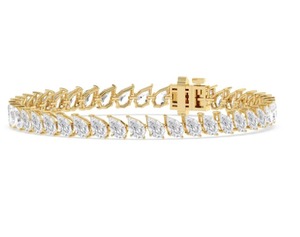 Élégant bracelet tennis en or rose 9 carats avec diamants taille poire à facettes coupées, sertis à griffes inclinées, 12,77 ctw - Product Image 6