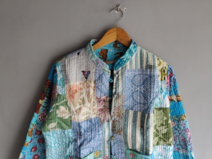 Quilted <b>Patchwork</b> <b>Jacket</b> Women's Mandarin Collar Full Sleeve Cotton Spring Style Regular Length Button Closure Patch Design gift - Product Image 4
