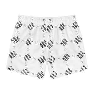 Men's Custom Printed Quick Dry <b>Swim</b> <b>Shorts</b> With Pockets Drawstring Waist Casual Beach <b>Shorts</b> <b>White</b> Patterned Design - Product Image 2