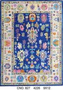 Alfombra Oriental Rectangular de Lana Anudada a Mano con Diseño Floral, Azul Multicolor, para Sala de Estar, Decoración del Hogar, Lavable, Pelo Mediano - Product Image 4