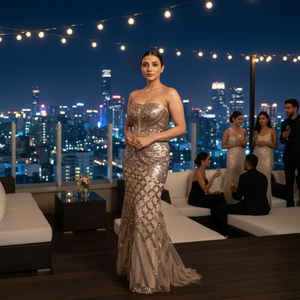 Vestido de Noche Premium al por Mayor para Mujer con Silueta Fluida |   Vestido Formal de Diseñador para Bodas, Fiestas y Galas - Product Image 2