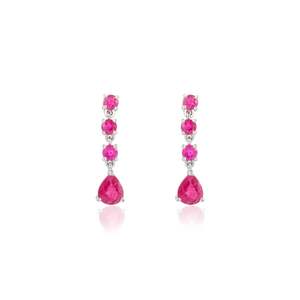 Pendientes de Oro Blanco Sólido de 14K con Rubí en Forma de Gota y Engaste de Garras para Boda - Product Image 2