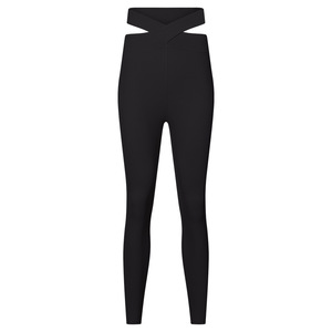 Nouveaux leggings décontractés sans couture en tricot, longueur intégrale, couleur noire unie, extensibles en spandex et nylon, leggings pour femmes, style basique toutes saisons - Product Image 1