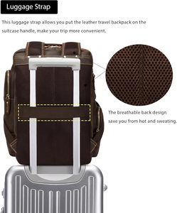OEM Custom Men Vintage Leather Laptop <b>Backpack</b> 24L Hiking Travel <b>Backpack</b> - Product Image 5
