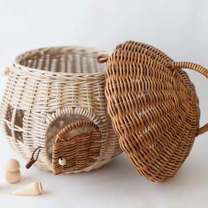 Rattan Box <b>Bag</b> Handwoven <b>Wicker</b> pink Mushroom Shape Basket <b>Bags</b> Best Choice for Kids Children Baby Birthday Gifts - Product Image 6