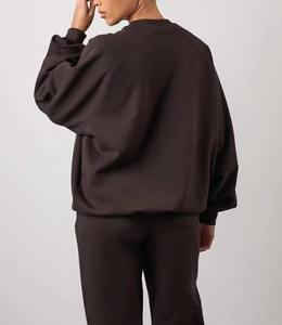 Conjunto de 2 Piezas Personalizado de Alta Calidad para Mujer, Sudadera con Capucha Completa de Algodón Terry Antibacterial para Invierno y Pantalones Deportivos Holgados Beige - Product Image 3