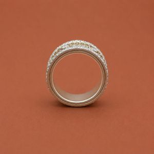 Hiphop Style Iced Out 925 <b>Silver</b> Moissanite Diamond Rotatable Band <b>Ring</b> <b>For</b> <b>Men</b> - Product Image 3