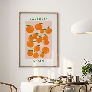 Tableau mural en toile pour cuisine, affiche illustrée avec motif de fruits oranges, décoration murale scandinave pour salle à manger - Product Image 2