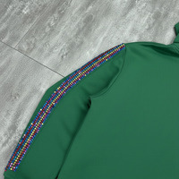 Ensemble de survêtement décontracté personnalisé avec fermeture éclair, effet vieilli, strass, 100 % coton, pantalon de survêtement ample et sweat à capuche, style streetwear, effet délavé
