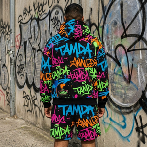 Ensemble 2 pièces personnalisé : sweat à capuche oversize et short en molleton – Survêtement en polaire |   Ensemble de survêtement à capuche deux pièces - Product Image 2