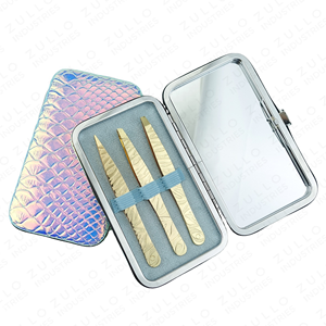 Ensemble professionnel de 3 pinces à épiler en acier inoxydable, logo personnalisé, marque privée, outils de beauté de précision - Product Image 2