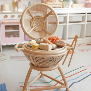 Juguete de barbacoa de ratán para niños, juguete de madera para jugar a fingir, parrilla en miniatura hecha a mano, juguete de cocina para niños - Product Image 4