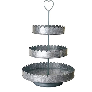 Handmade 3 <b>Tiered</b> Galvanized Metal Tray Farmhouse <b>Cake</b> Stand & Cupcake Holder Antique Finish Round Serving Stand for Wedding - Product Image 5