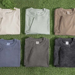 T-shirts oversize pour femme, noirs, délavés à la pierre, coupe carrée personnalisée, en tissu uni délavé 240 g/m² et imprimé délavé à l'acide 380 g/m² - Product Image 1