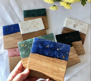 Juego de Posavasos de Resina de Madera de Alta Calidad, Posavasos de Madera de Cedro y Acacia Epoxi para Tazas de Té y Café, de la India - Product Image 2