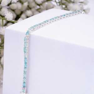 Genuine Apatite <b>Bracelet</b> 925 Sterling <b>Silver</b> Blue Gemstone Handmade Elegant Jewelry Gift For Women - Product Image 2
