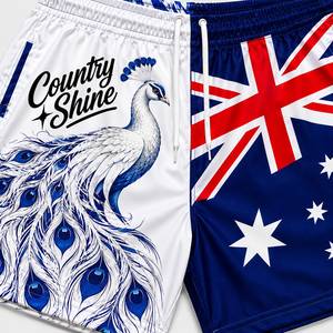 กางเกงขาสั้นชายหาดลายธงชาติออสเตรเลีย ยี่ห้อ Country Shine แบบพิมพ์ดิจิทัล แห้งเร็ว เอวยางยืด มีโลโก้ด้านหน้า สวมใส่สบาย - Product Image 3