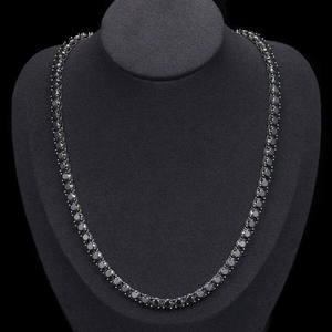 Chaîne Tennis Dark Glamour en Moissanite Noire VVS1, Argent Sterling S925, style Hip Hop entièrement serti, Collier Ras-du-cou pour Homme, Collier personnalisé effet diamant - Product Image 1