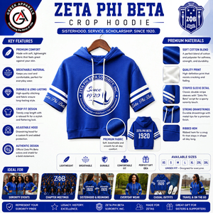 เสื้อฮู้ดครอปผ้าฟลีซใยไผ่ปักลาย Zeta Phi Beta Sorority สำหรับผู้หญิง |   ZPB Sorority Sublimated Custom Style - Product Image 5