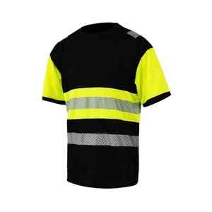 Camiseta de Manga Corta Negra de Alta Visibilidad con Franjas Reflectantes de Alta Calidad, 100% Poliéster, para Seguridad Vial - Product Image 2