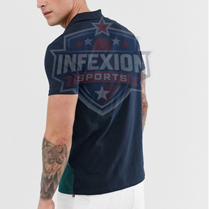 Men's Color Blocked Short Sleeve Polo Shirt Cotton Oxford Fabric Casual Style Breathable Regular Fit Woven Design - Product Image 4