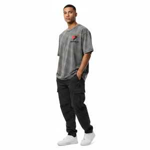 T-shirt Oversize da <span class=keywords><strong>Uomo</strong></span> con Spalle Cadenti, in Cotone Pesante 100%, Vestibilità Regolare, Casual, Stile Hip Hop, Tinta Unita, Manica Corta, Personalizzabile - Vendita all'Ingrosso - Product Image 2