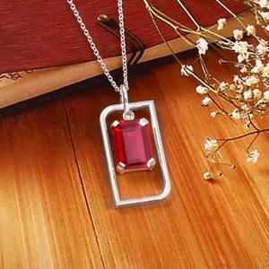 Colgante de Rubí Rojo en Plata de Ley 925, Amuleto Radiante Chapado en Oro de 14K, Joyería Hecha a Mano para Regalo de Compromiso - Product Image 1