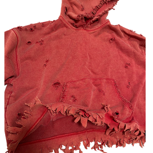 Sweat à capuche personnalisé en molleton épais, coupe carrée, court, déchiré, double couche, avec doublure thermique gaufrée - Product Image 2