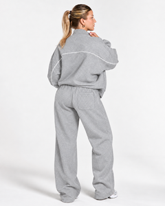 Personalized <b>Women's</b> Contrastline Full Zip Tracksuit Two Piece Casual Outfit Relaxed <b>Jacket</b> And Wide Leg Pants Matching Apparel - Product Image 2