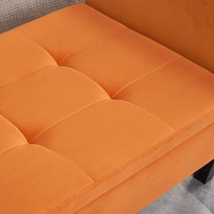 Panca letto da 51,5 pollici con contenitore in velluto arancione per arredamento soggiorno - Product Image 6