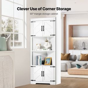 Bianco 68 \ "angolo armadio con 4 porte in legno e ripiani regolabili per l'organizzazione della cucina - Product Image 2