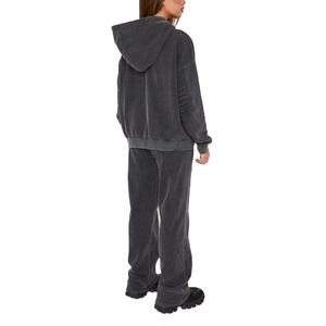 Women's Premium Acid Wash Tracksuit Heavyweight Cotton Hoodie and <b>Jogger</b> Set Custom Wholesale Streetwear - Product Image 2