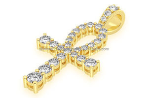 Colgantes de Collar Personalizados Minimalistas con Diseño Religioso, Oro Real de 10K, Diamante Natural, Ojo de Horus, Ankh Egipcio, Cruz de Jesús, Unisex - Product Image 2