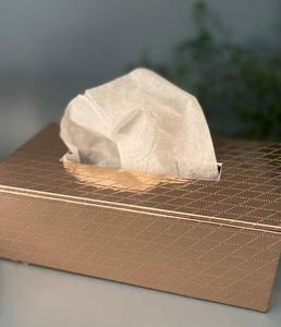Glam Leather Tissue Box Organizer with Mirror Lid Brown Quilted Design - Product Image 3